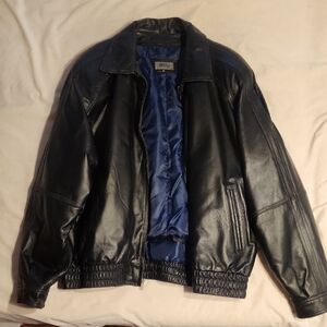 XLD Black Mens Leather Bomber Jacket - Excellent Cond. Size XL